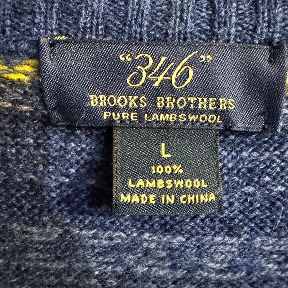 Brooks Brothers 346 Pure Lambswool Fair Isle Men’s Sweater Size Large Preppy - Picture 4 of 6